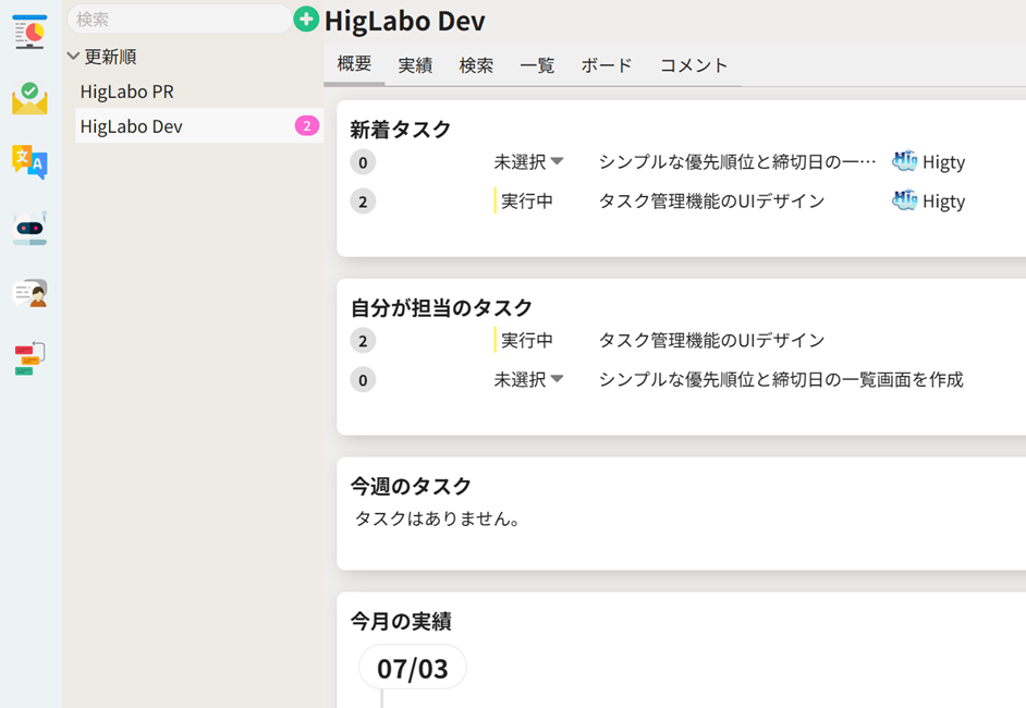 HigLabo Project board screenshot